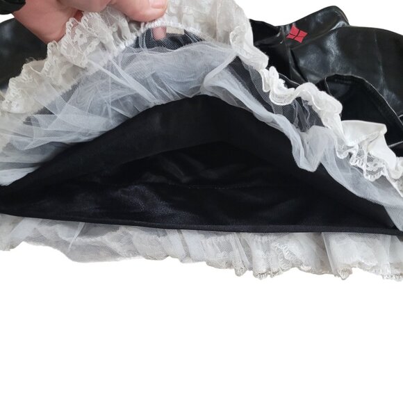 Harley Quinn Size L/XL Skirt Black Faux Leather Tutu Costume - Picture 9 of 13